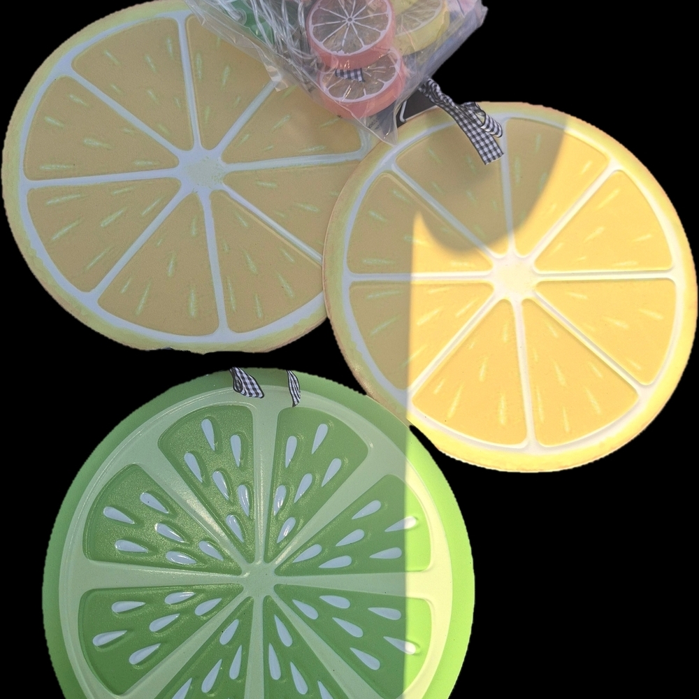 Citrus Slice Party Coasters Set - Yellow and Green